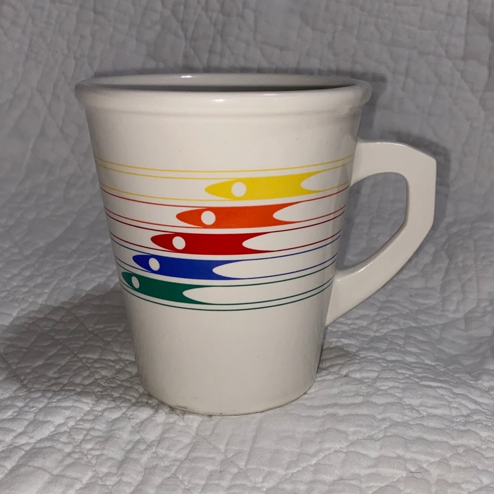 vintage 1986 FTDA rainbow stripes coffee mug